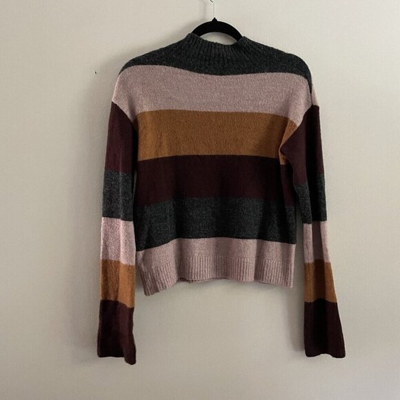 Express Women Sz M Multicolor Striped Mock Neck Long Sleeve Pullover Sweater - Picture 8 of 8